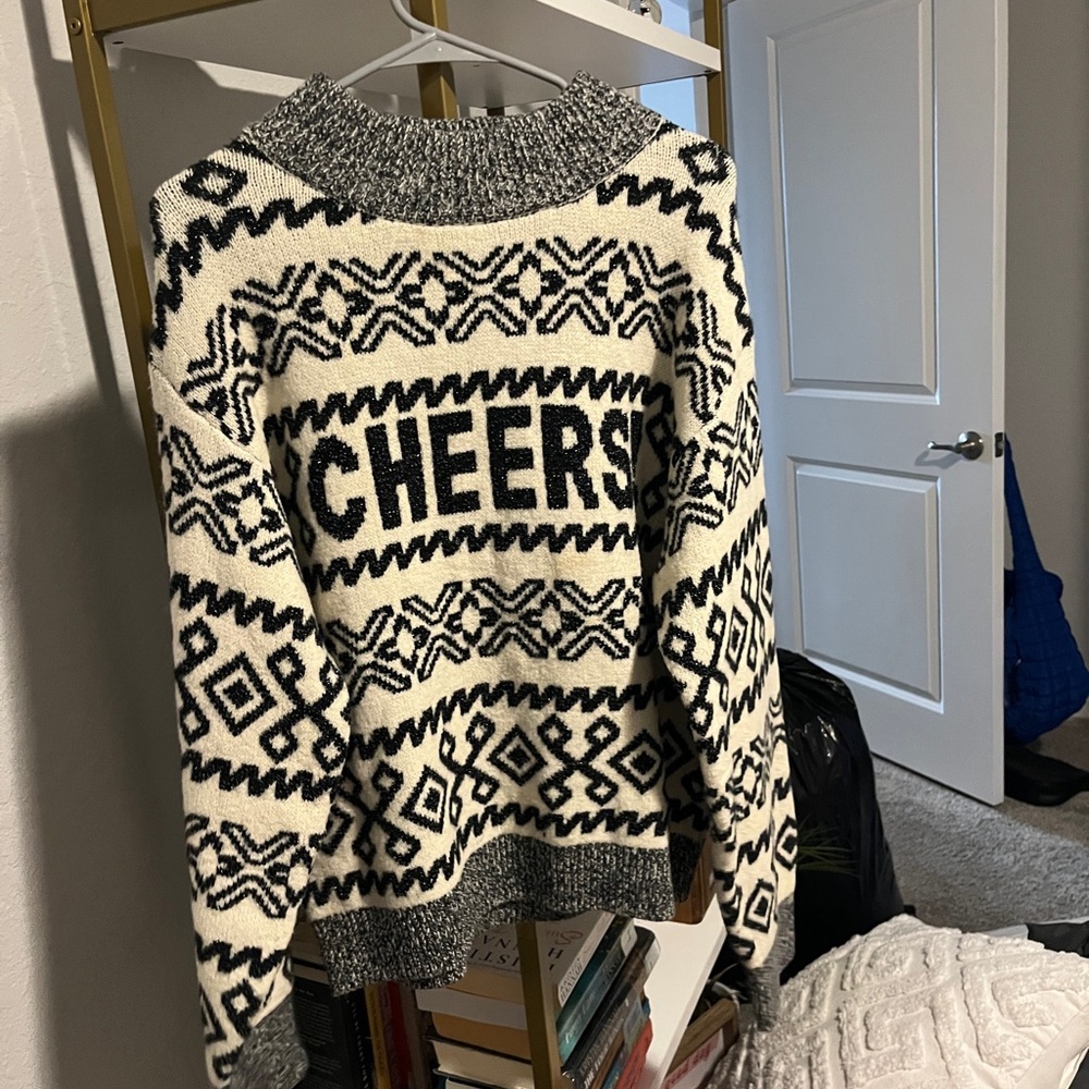 A New Day Black and White Cowl Neck Sweater